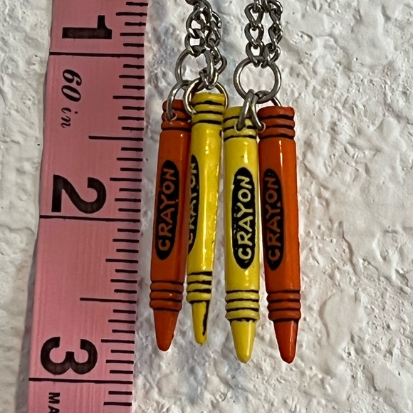 Orange & Yellow Crayon Dangly Earrings - Picture 2 of 3